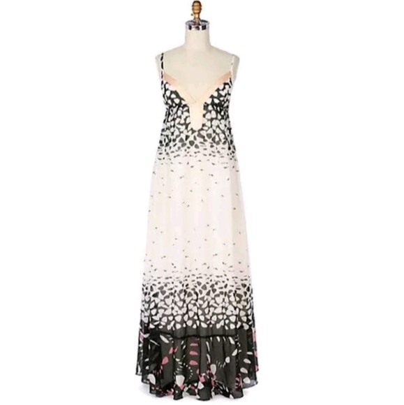 Anthropologie Dresses & Skirts - Anthropologie Black and Cream Sleeveless Plunge Gown